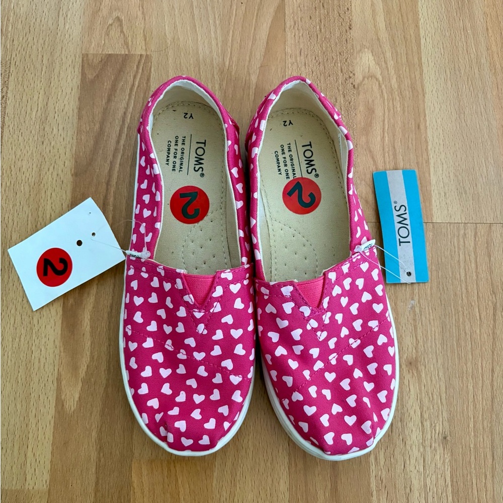 TOMS Kids Pink Heart Moccasins